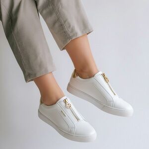 MICHAEL Michael Kors Gold-Trimmed White Sneakers